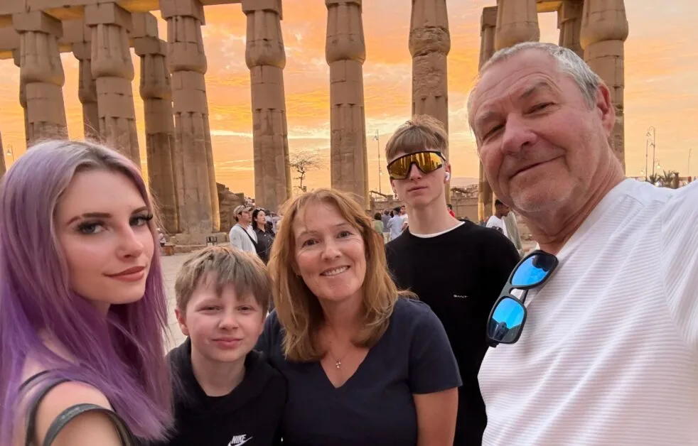 Family at Luxor Temple for Sunset