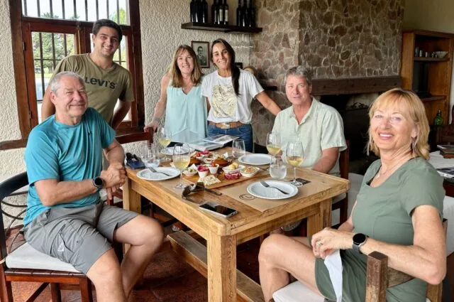 A group enjoying a wine tasting.