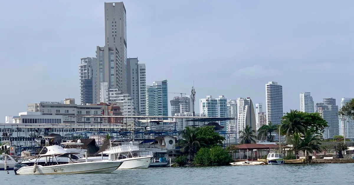 Boats moored at the harbour in Cartagena.