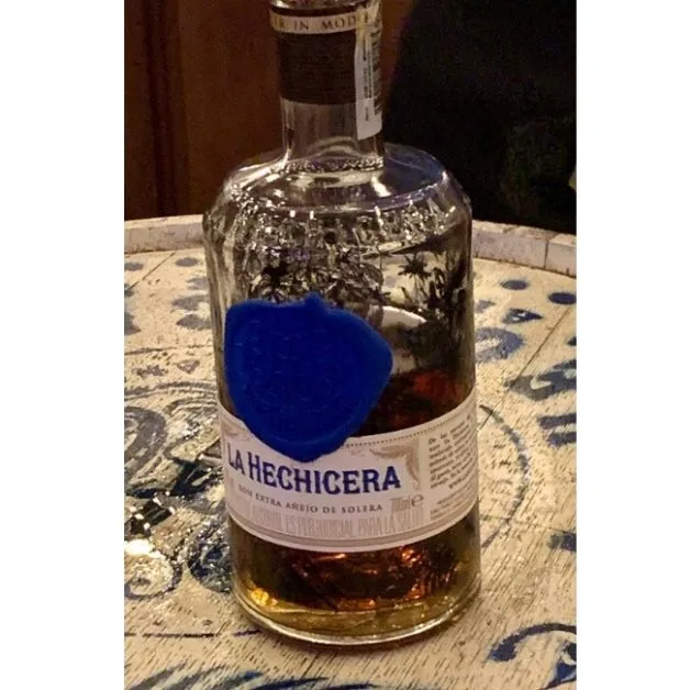 A bottle of La Hechicera Rum.