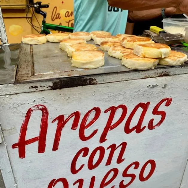 Street Vendor cooking Arepas in  Cartagena.