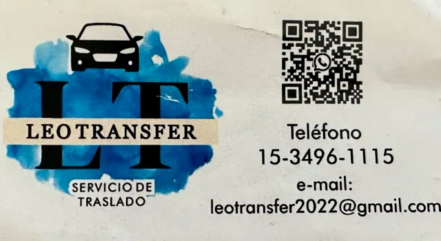 A business card for Remiss private taxi transfer in Buenos Aires. These taxis take people from the airport into the city as an alternative to a regular taxi or bus.