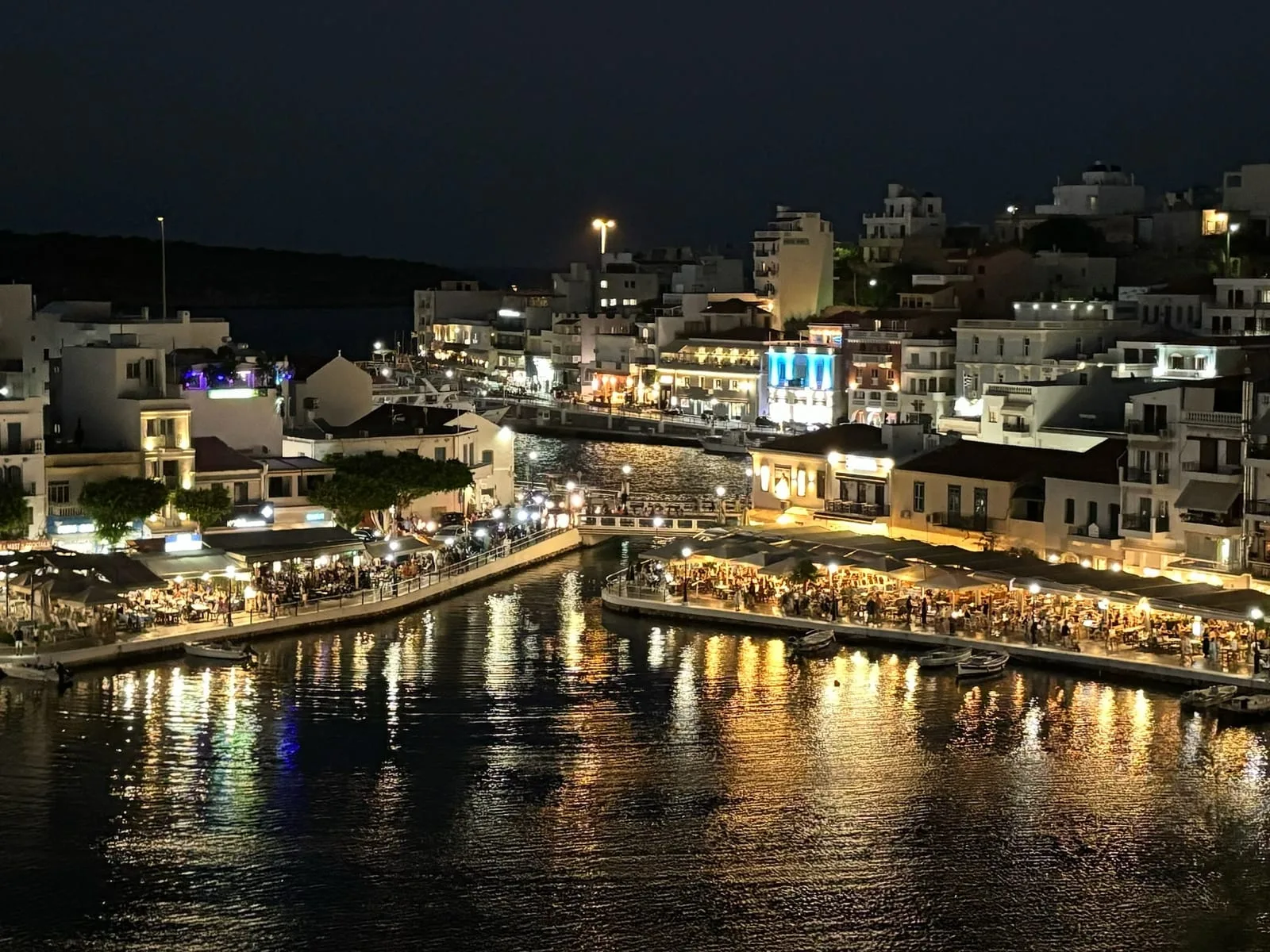 Agios Nikolaos Crete night harbor