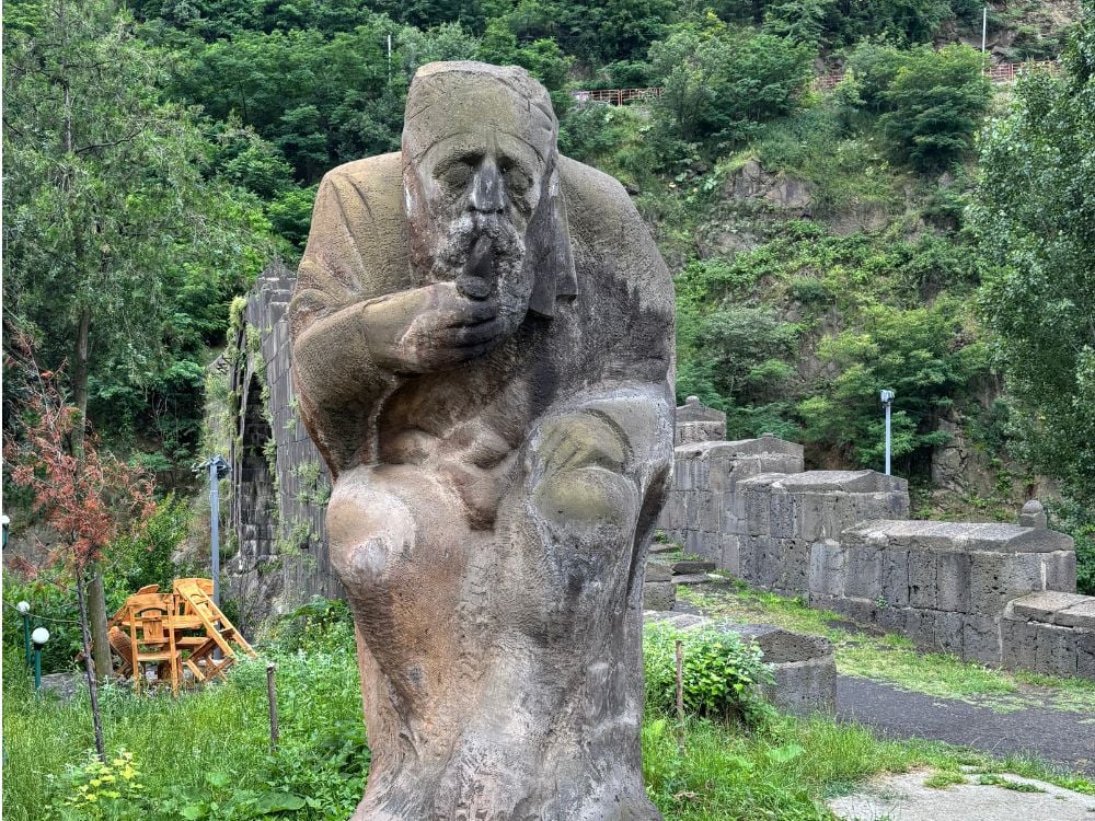 Ancient stone statue near Sanahin Bridge