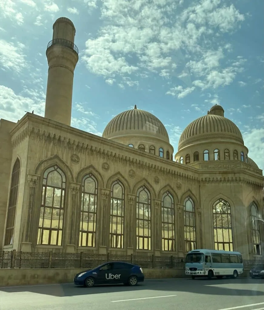 Uber service in front of Bibi Heybat Mosque Baku