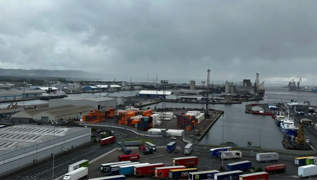 The main ferry terminal in Belfast with containers coming into Northern Ireland.