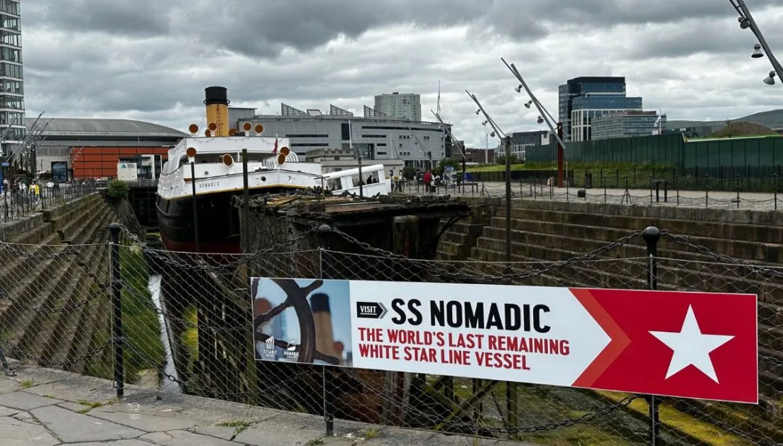 A dry dock with SS Nomadic Ship open to visitors.