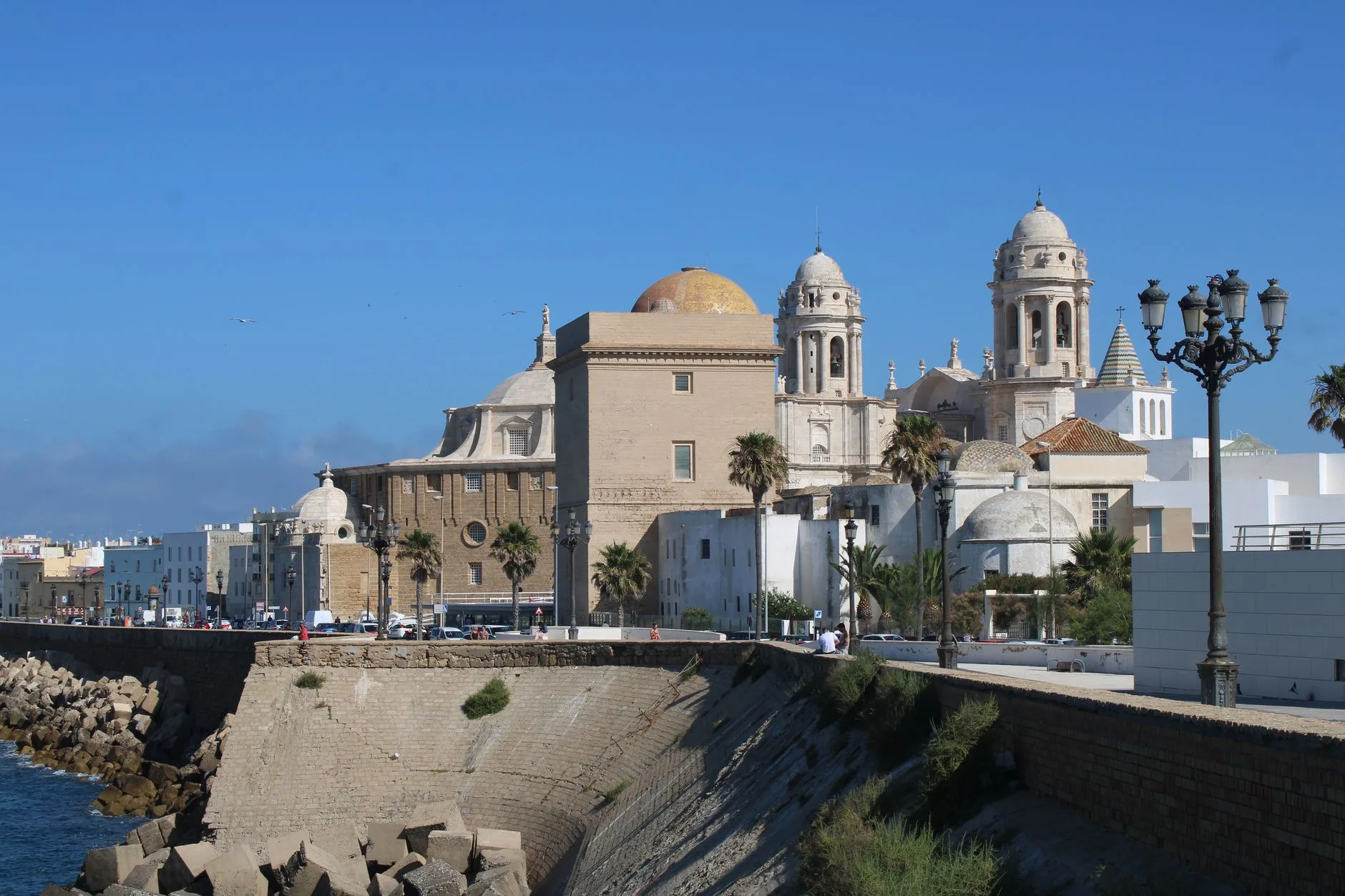 Cadiz cathedral and ocean, Spain