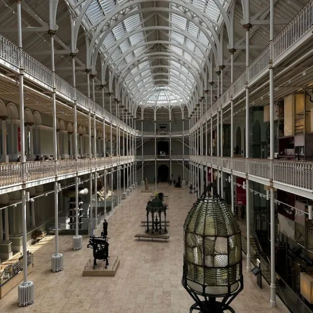 One of the best cheap things to do in Edinburgh on a rainy day is to head to the National Museum. It's interior architecture has multiple balconies to look down from to the main foyer area.