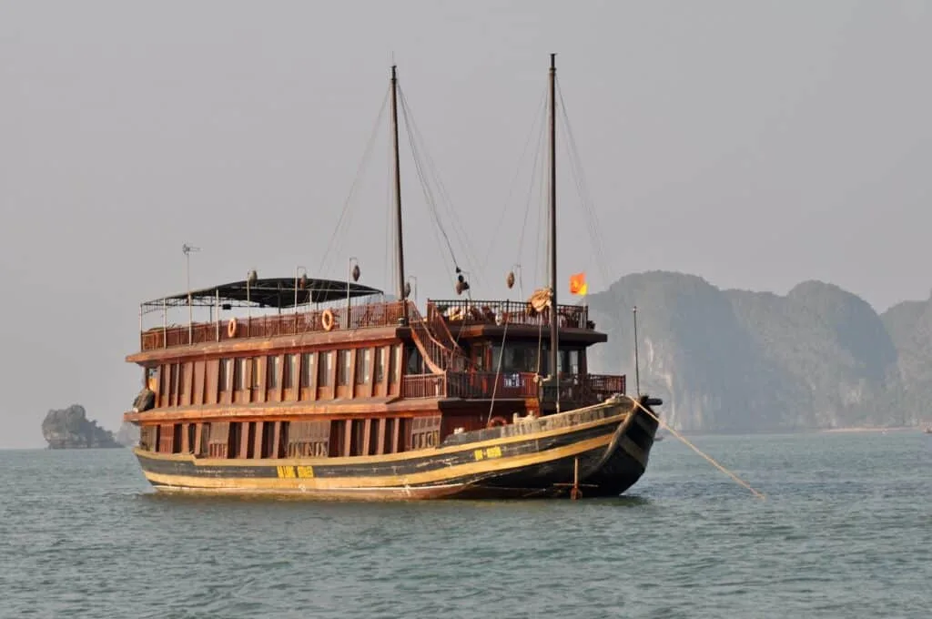 Ha Long Bay boat which tourists stay in overnight.