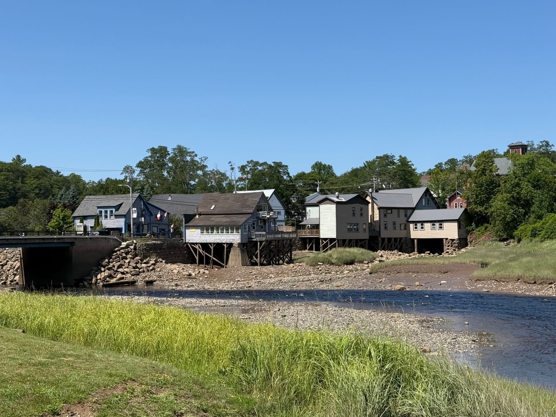 Stilt buildings on the waterfront at Bear River village, Nova Scotia