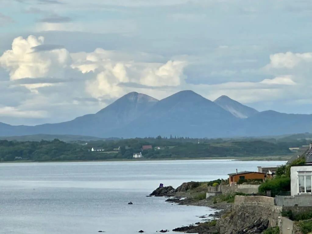 View over to the Jura Pap Mountains of scotland.