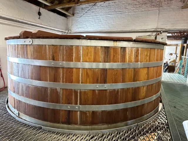 Traditional wooden whisky mush tun Islay Scotland