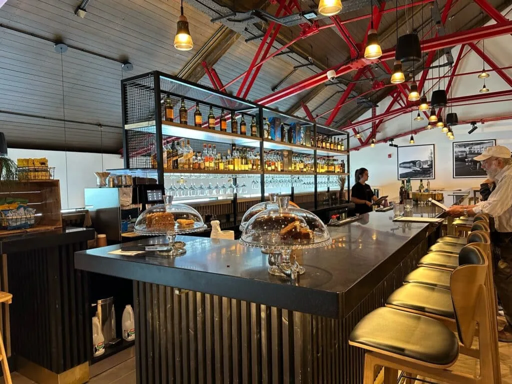 A bar area where visitors can relax and sample the whisky and buy it too!