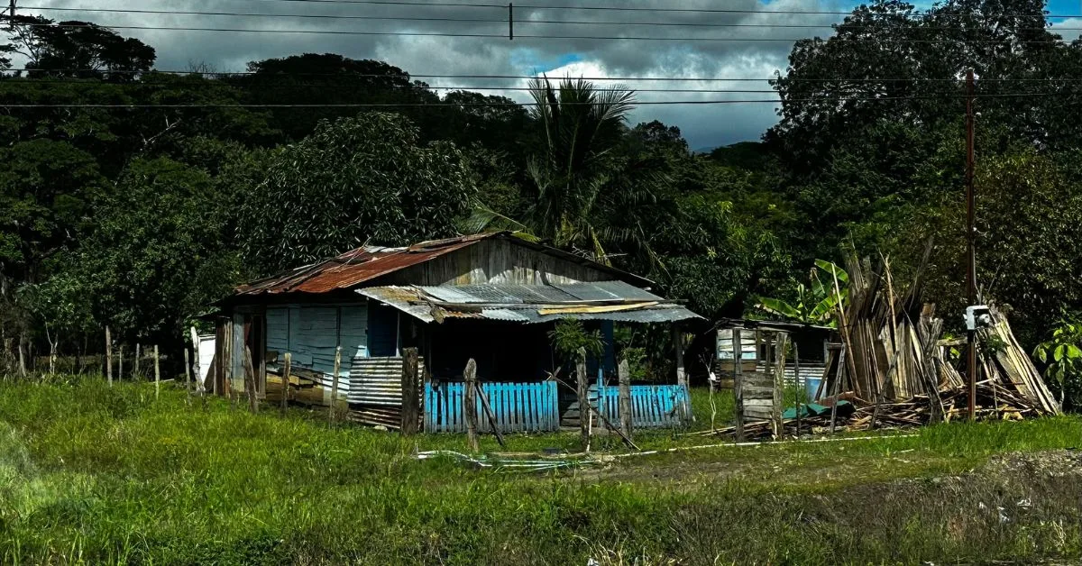 Traditional rural building in Costa Rica constructed with iron materials.