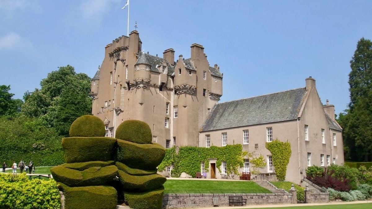 Craigievar Castle with its distinctive pink stone walls, Aberdeenshire