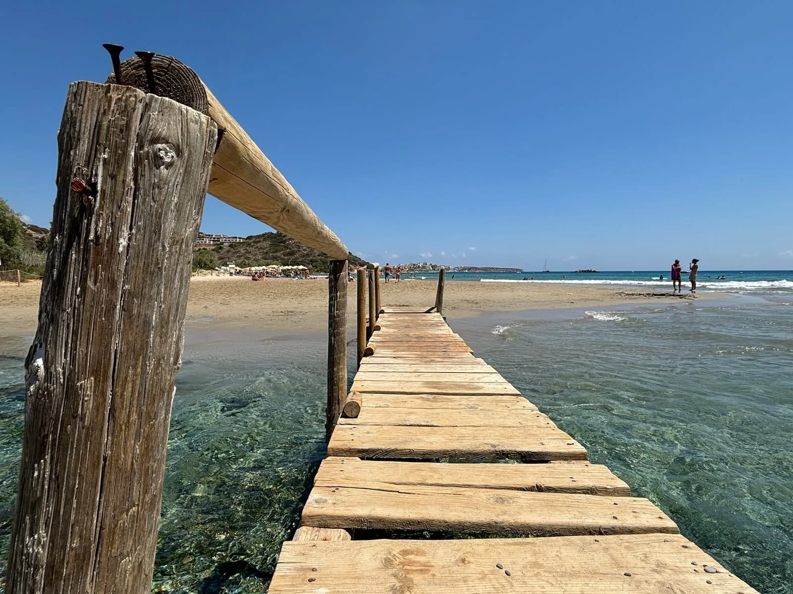 Crete beach wooden pier