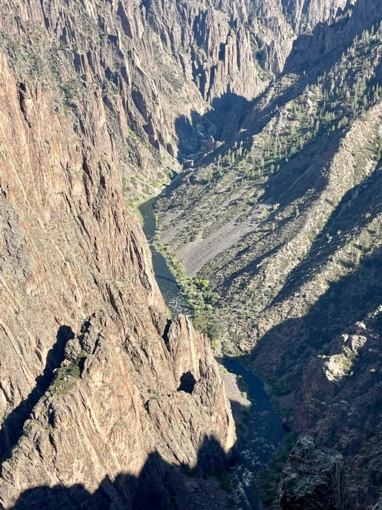 Black Canyon Gunnison Colorado with its black sheer sides and the same named river running through its base