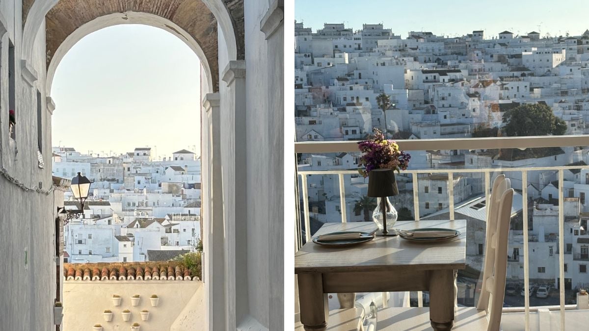 Dining terrace views over the whitewashed architecture of Vejer de la Frontera