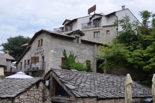 Old mill heritage building now Hotel-Restaurant Kriva Ćuprijain in Mostar. built from local stone.