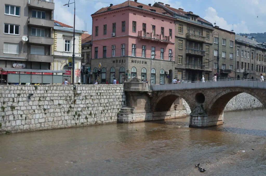 The famous stone Latin Bridge in Sarajevo where Franz Ferdinand was assasinated.