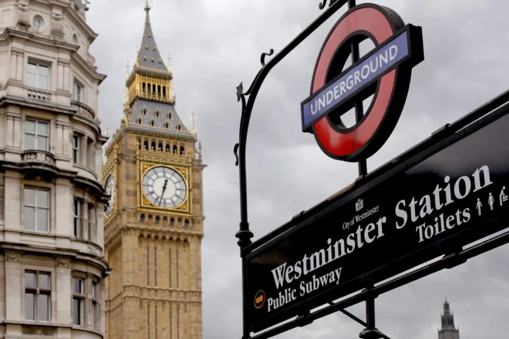 View of Big Ben from Westminster Underground