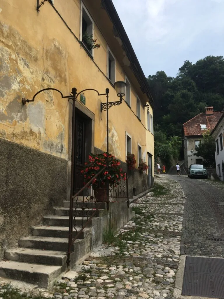 Stone steps and walkway towards a Castle in Slovenia.