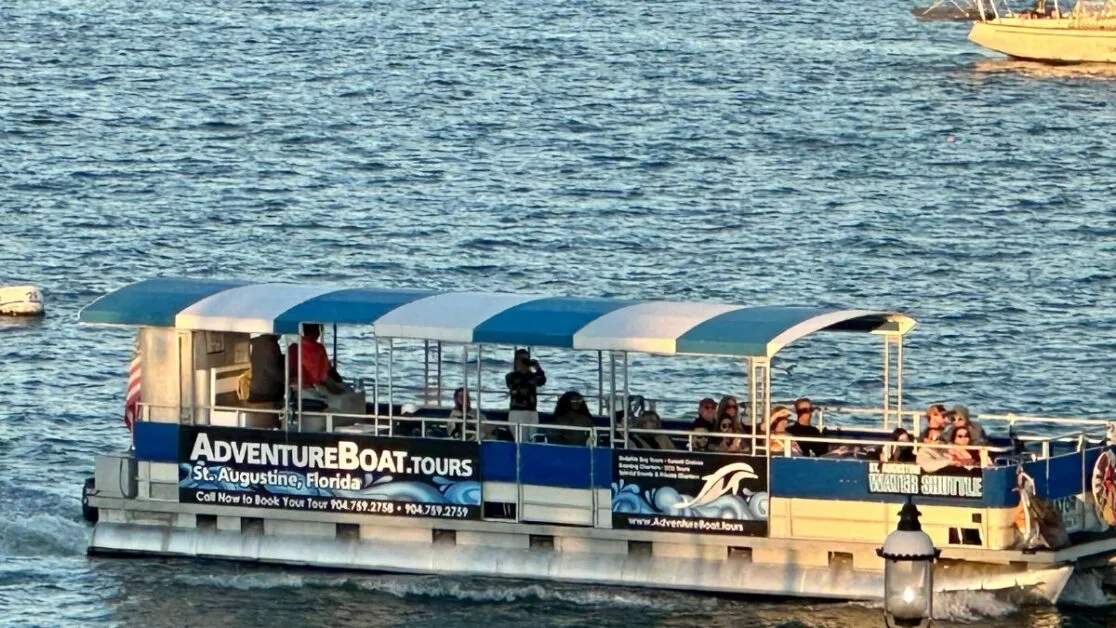 A cruise boat with passengers in the bay of St Augustine Florida