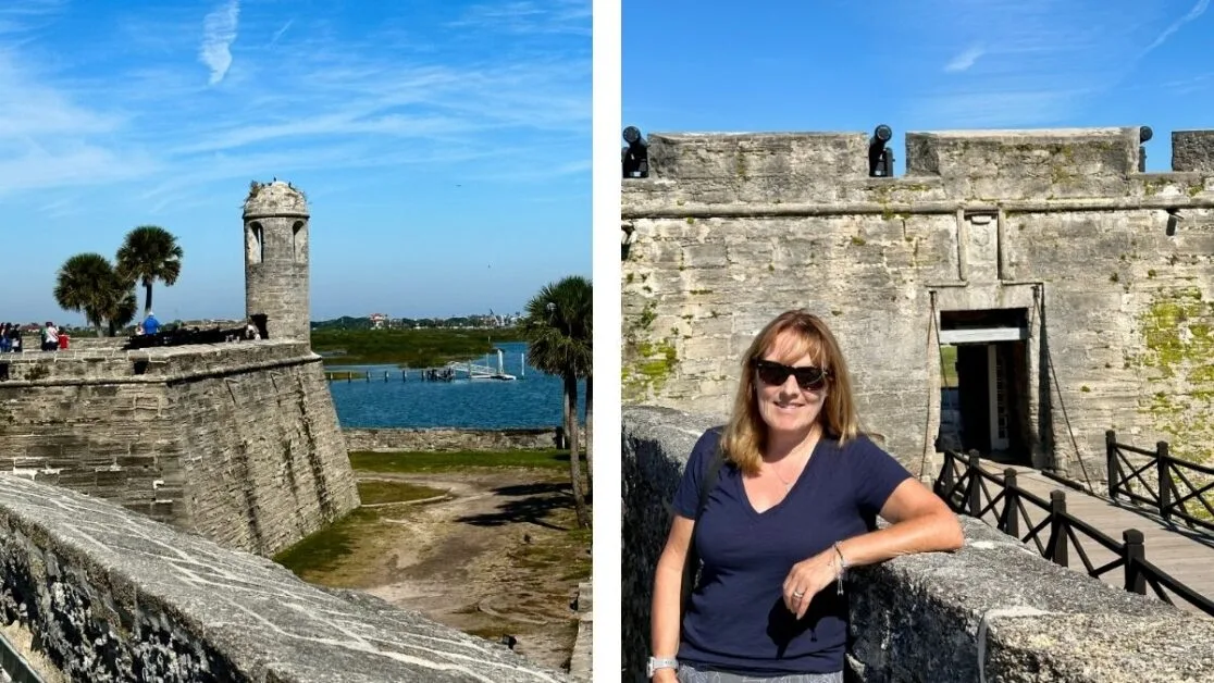 View of stone walls of San Marco Castillo in St Augustine