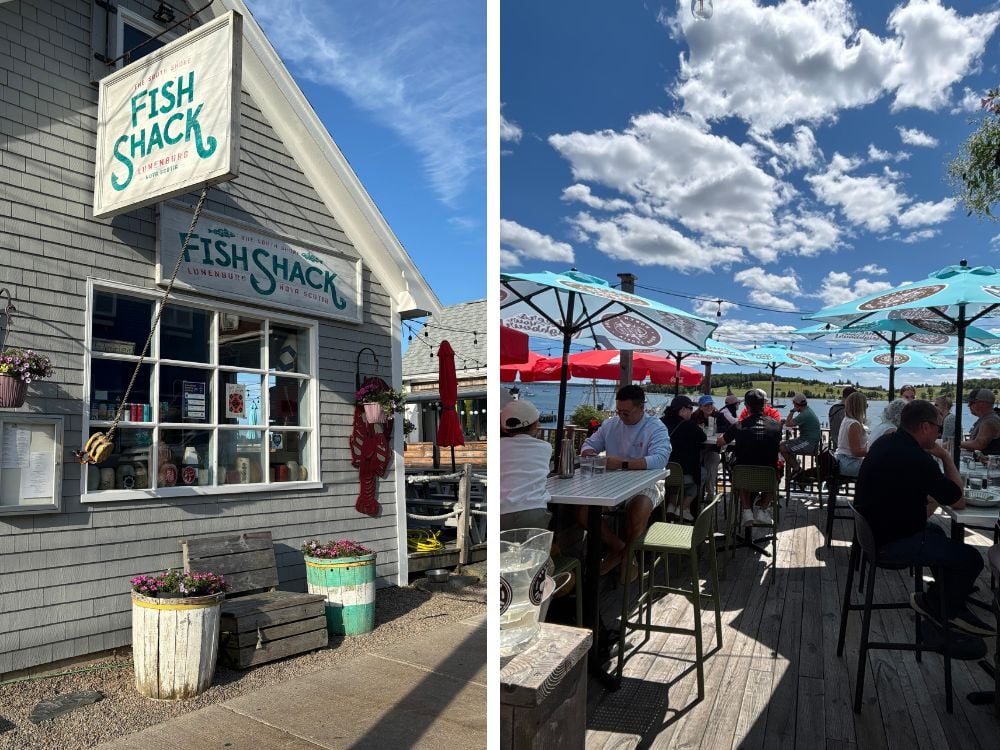 Harbour view from a waterfront restaurant patio in Lunenburg