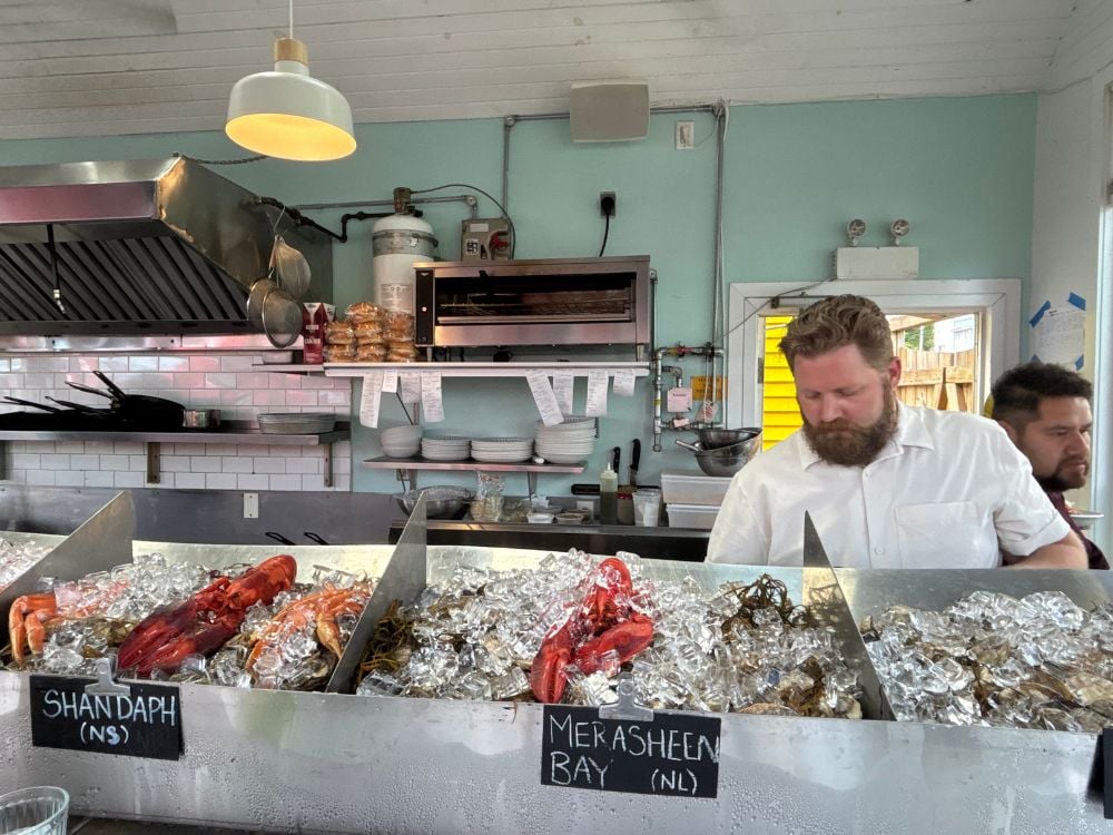 Fresh lobster and seafood on the daily catch counter