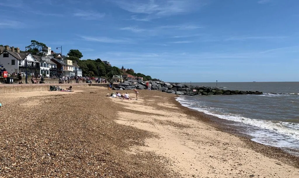 Felixstowe town beach with sweeping sand