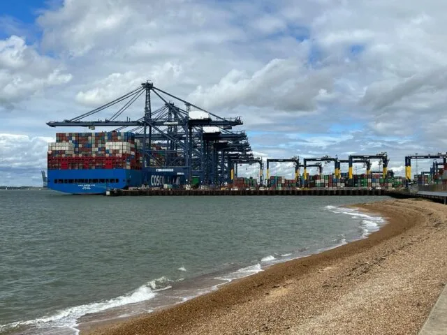 Felixstowe Port - Cargo ship being loaded