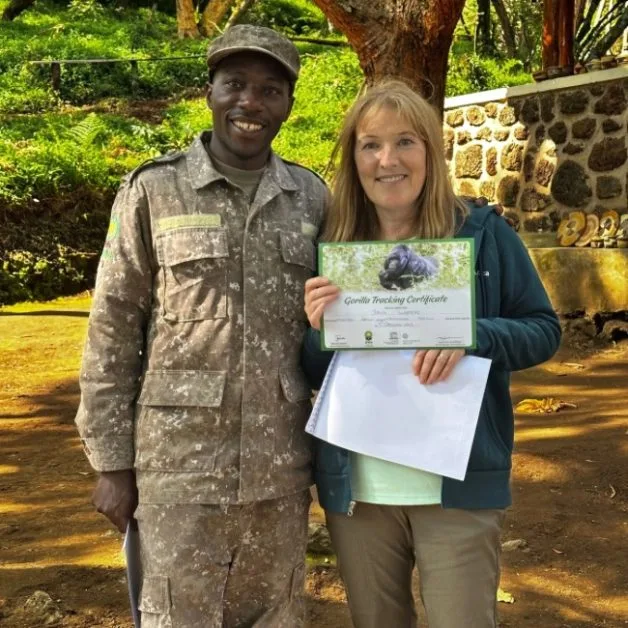 Parker Ranger awarding trekking certificate.