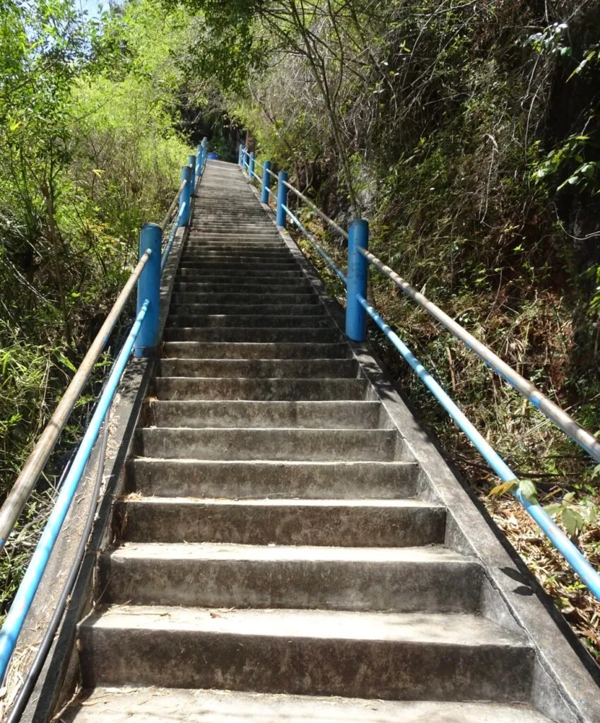 A set of 1260 steps to the top of a temple in Krabi, Thailand.