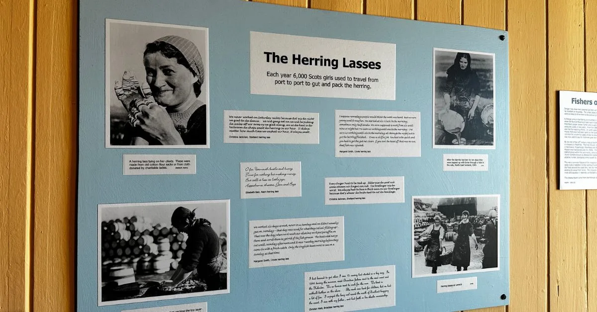 An exhibit in the Scottish Fishing Museum showing how women enabled the herring industry.