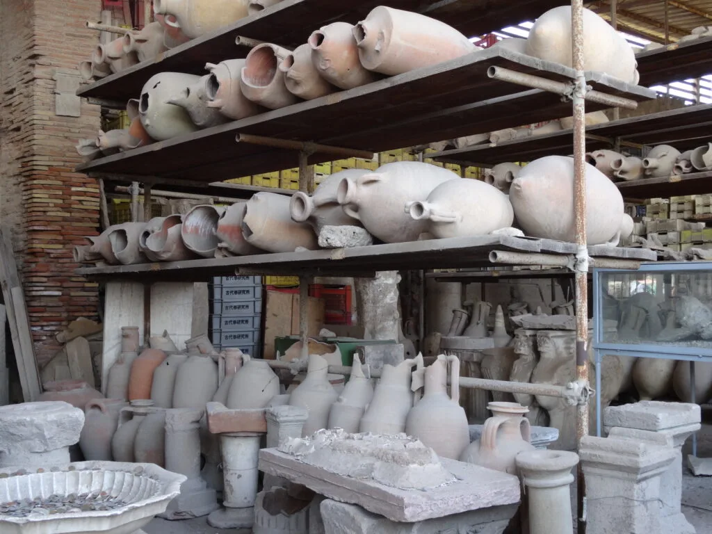Clay pots - replicas from before volcanic eruptions at Pompeii and surrounding areas in Italy.