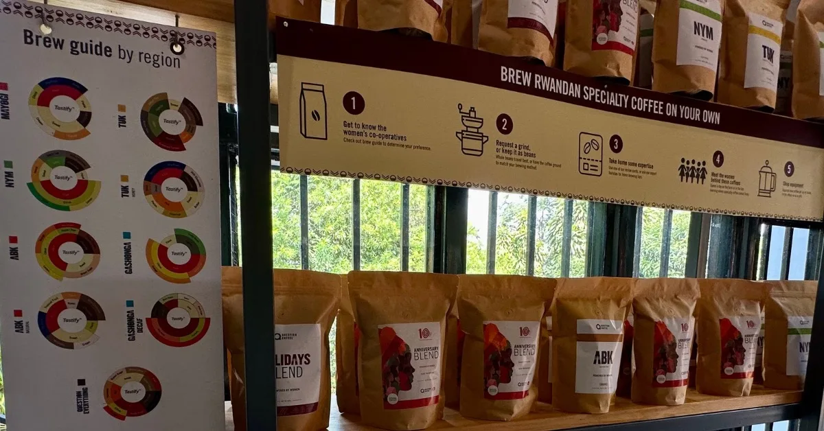Bags of coffee for sale in Kigali.