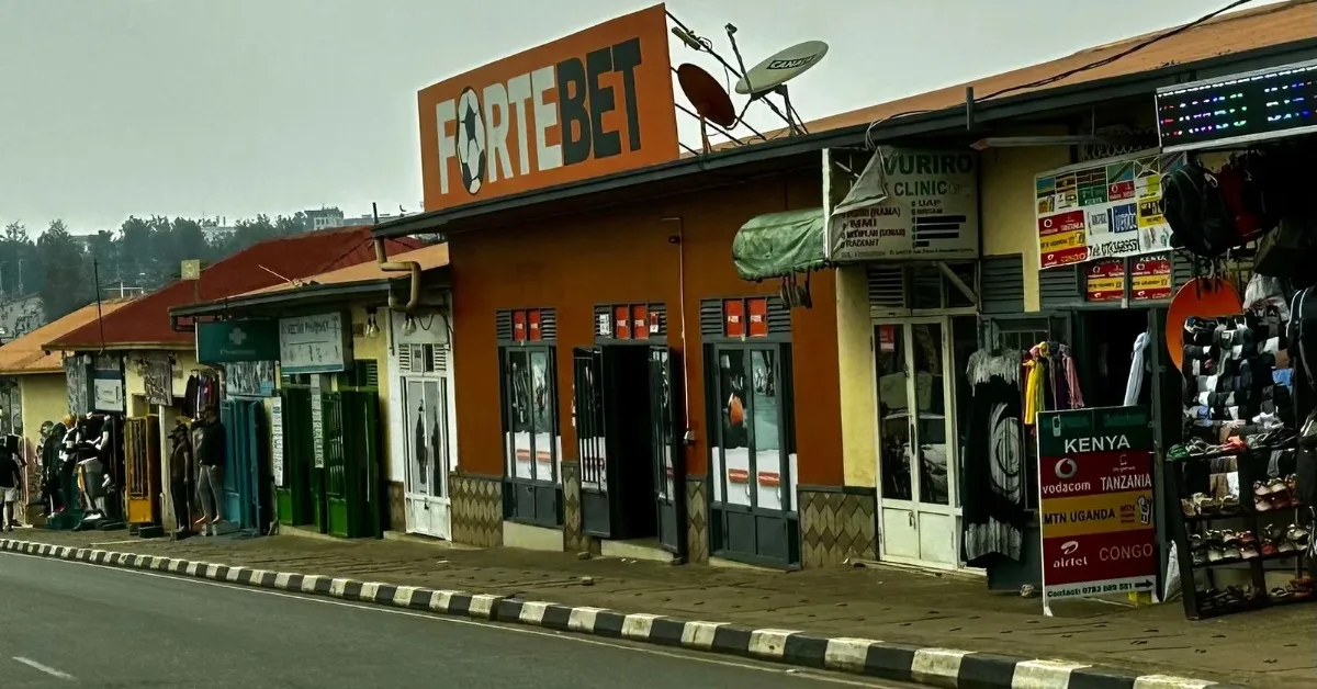A street of small shops.