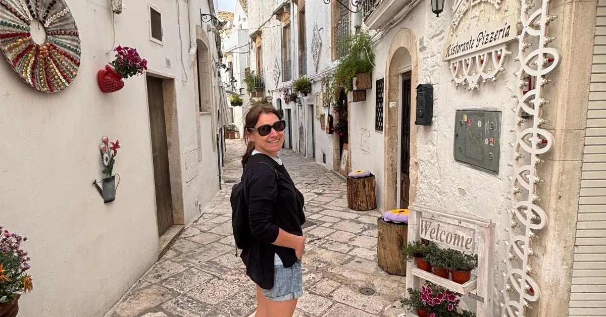Narrow lane through Locorotondo's historic centre, Puglia
