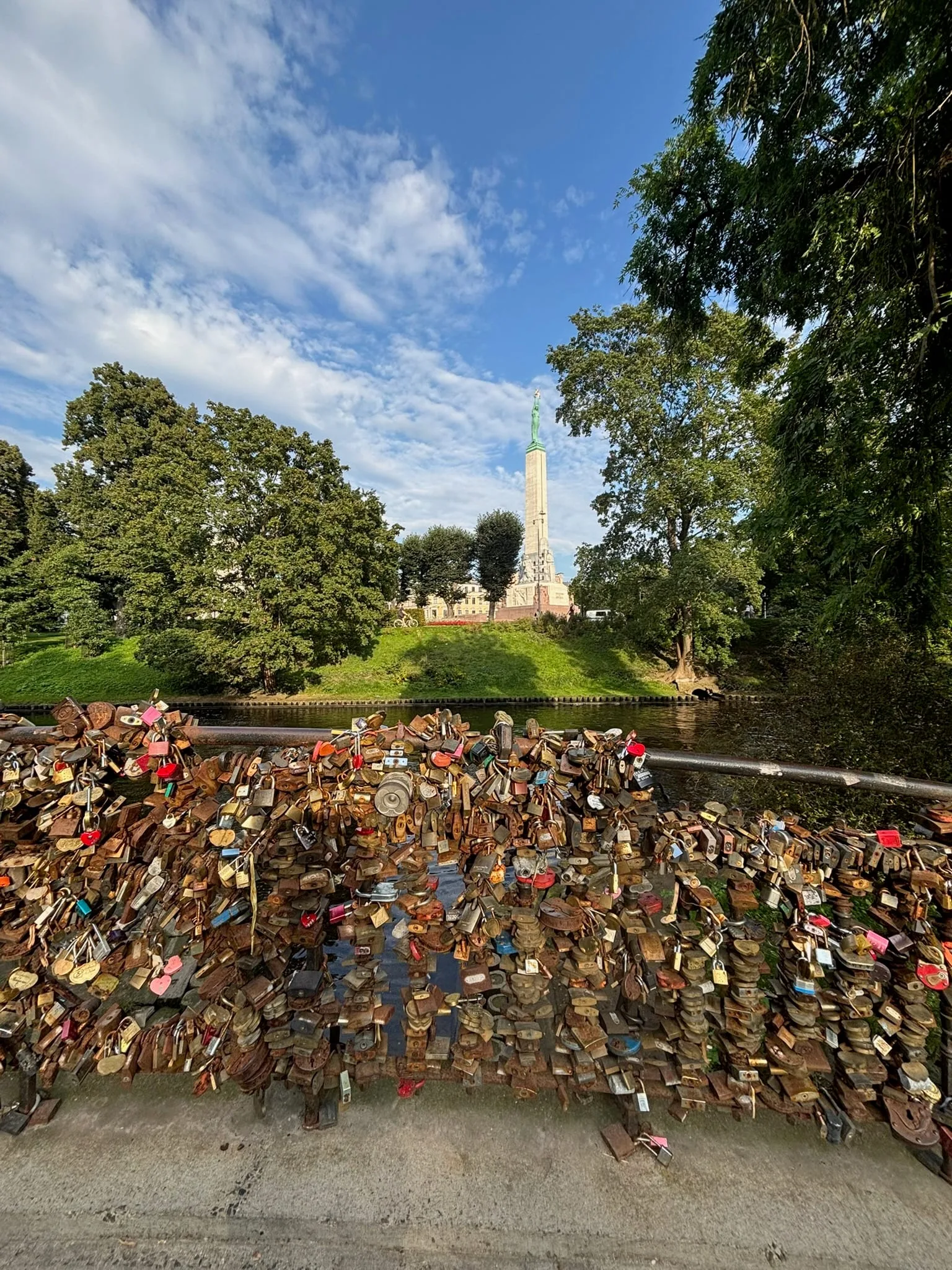 Love locks bridge Riga Latvia