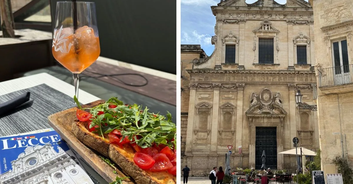 Aperitivo lunch spread in Lecce, Puglia — local food and drinks in the historic centre