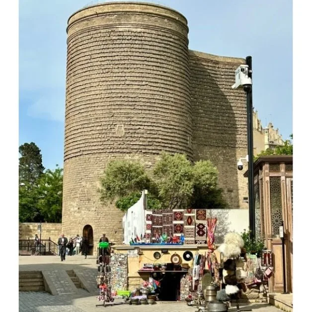 Traditional souvenir Stall in front of the Maiden Tower Baku.