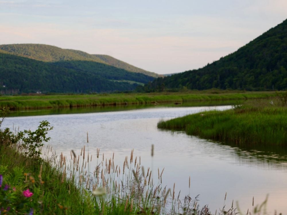 Margaree River valley in the evening light, Cape Breton