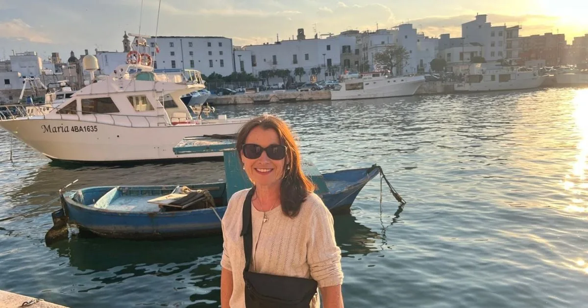 Boats at sunset in Monopoli's old harbour, Puglia