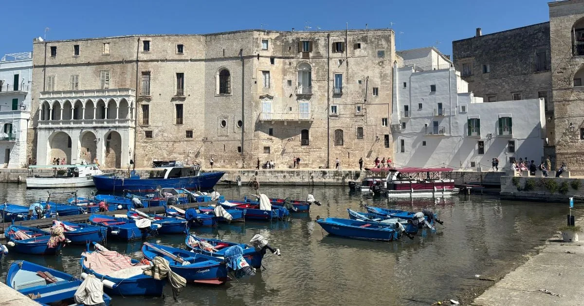 Traditional fishing boats in Monopoli's old harbour, Puglia