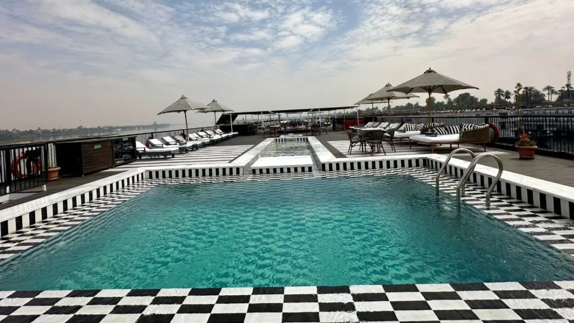 Sundeck and Pool on Movenpick Hammes Nile Cruise.