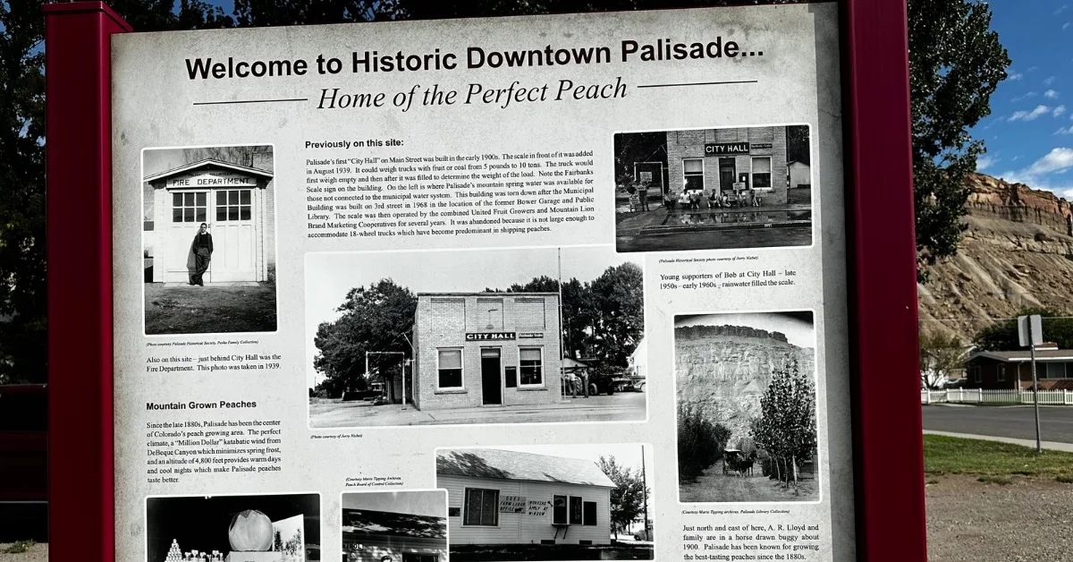 An information board showing history of Palisade for visitors to read.