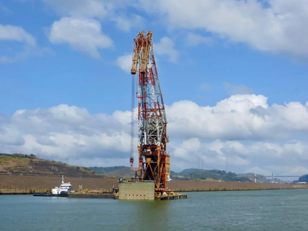 Massive cranes of the Panama Canal