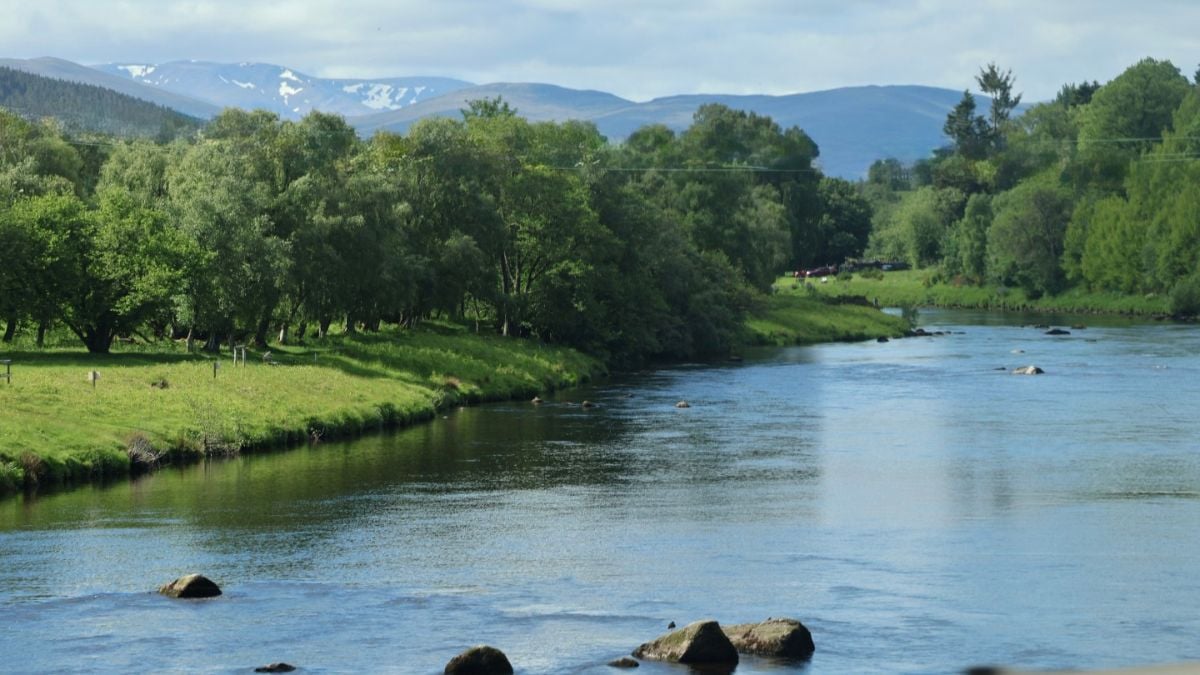 Beautiful river landscape through Royal Deeside, Aberdeenshire